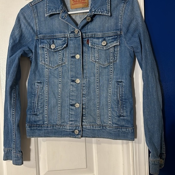 Women’s Levis Denim Ex Boyfriend Denim Trucker Jacket Size Small - Picture 5 of 10